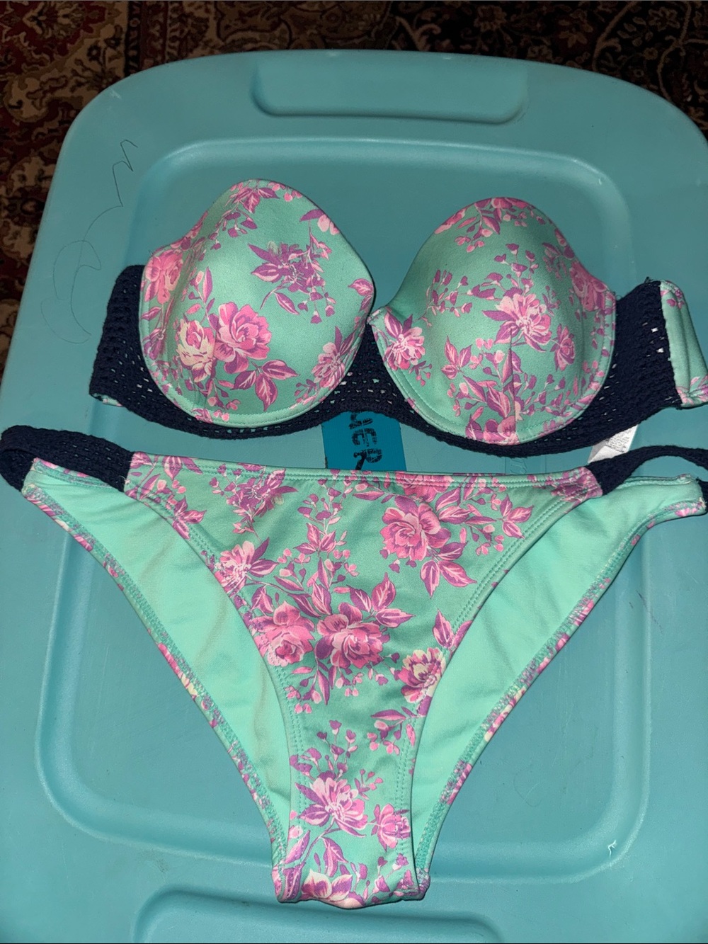 Floral Mint & Pink Bikini Set